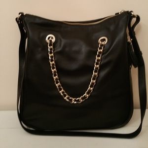 GILI Leather Crossbody Bag w/ Zipper & Chain Detai